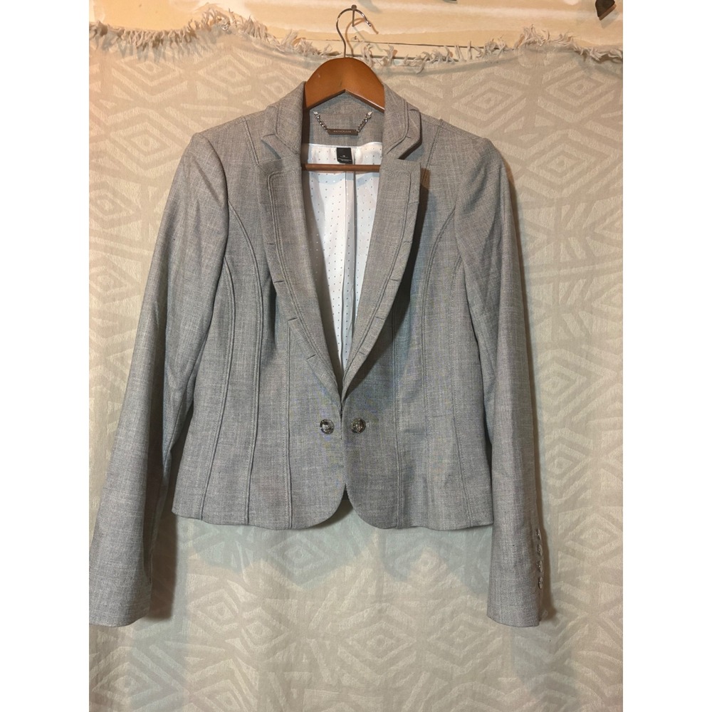 White House Black Market‎ Blazer Size 12 Gray Career Business Work Jacket